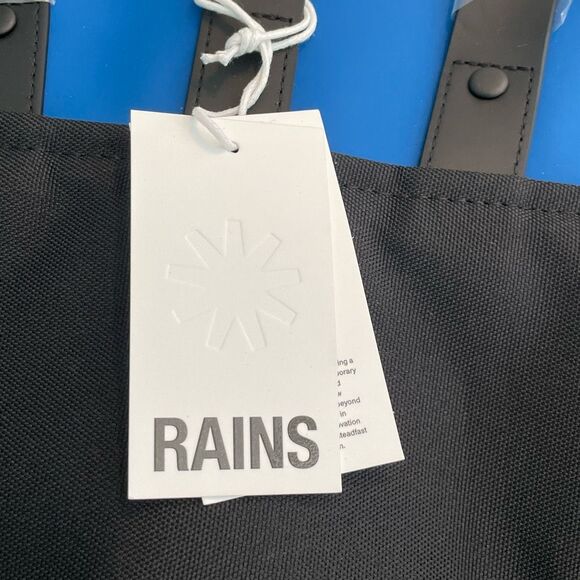 Rains Solid W3 Waves Backpack Blue Black PU Waterproof Adjustable Shoulder Strap - Picture 9 of 10